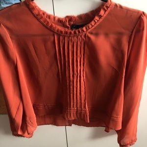Orange sheer crop top blouse